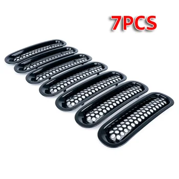 

7pcs Car Clip In Front Insert Mesh Cover Grille Trims Replacement For Jeep Wrangler JK 07-18 Fronts Radiator Grills
