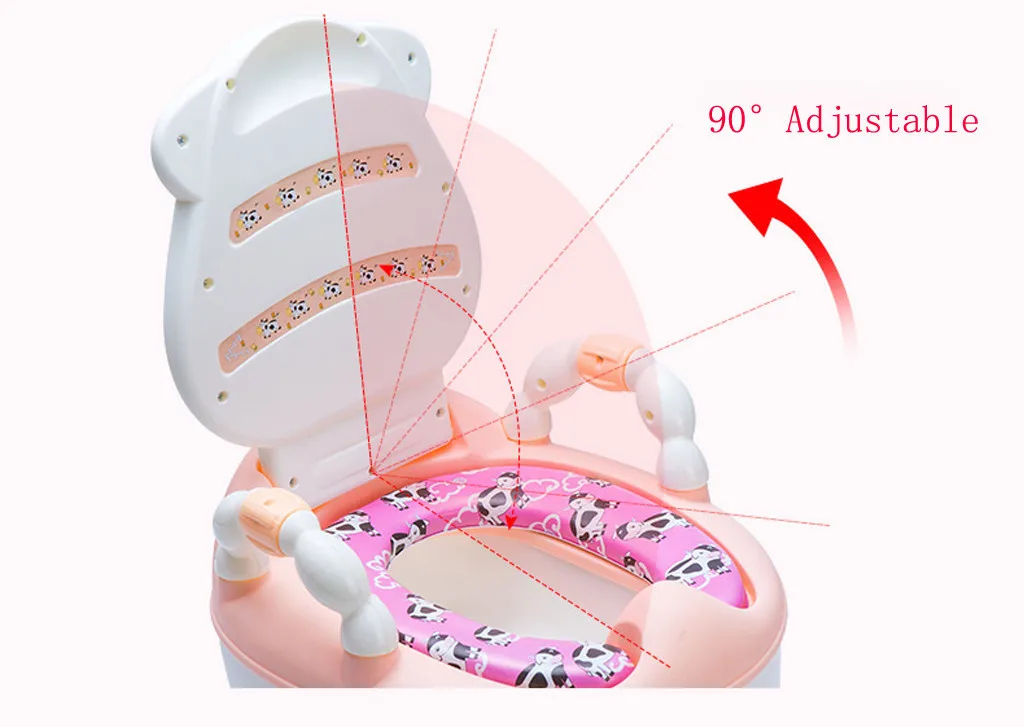 

Portable Baby Pot Children Potty Training Toilet Seat Baby Potty Infant Cow Comfortable Backrest Children Cartoon Cute Pot N30