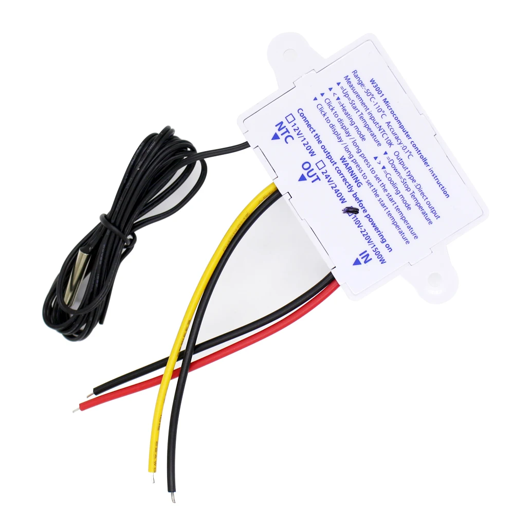 10A 12V 24V 220VAC Digital LED Temperature Controller XH-W3001 For Incubator Cooling Heating Switch Thermostat NTC Sensor