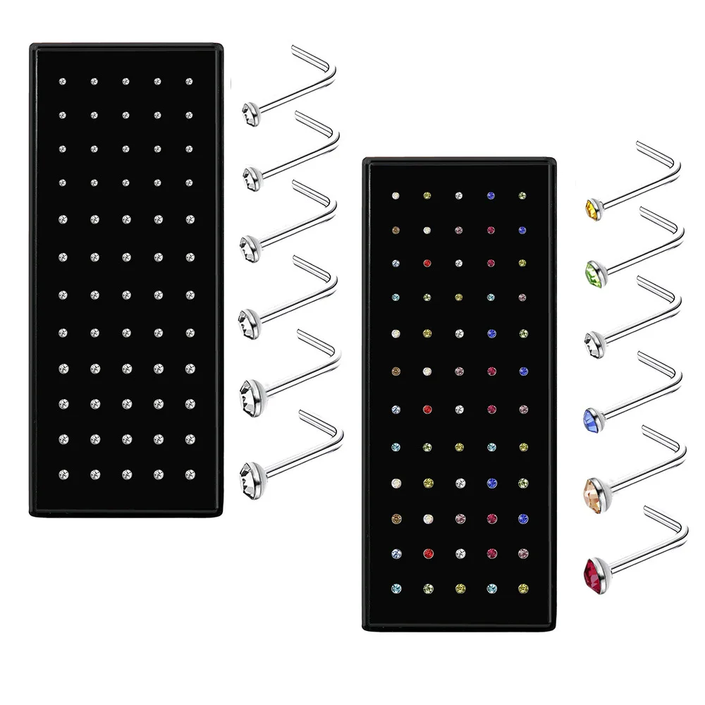 Набор гвоздиков для носа в форме буквы L с пистолетом пирсинга тела из