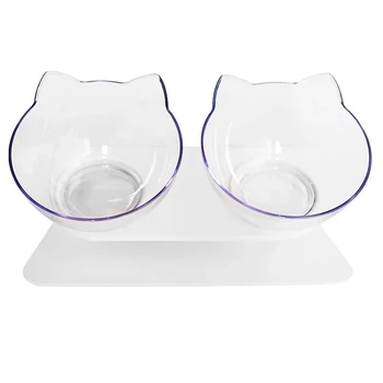 

2Pcs Pet Bowl Cat Ears Shape Pet Feeding Bowl Drinking Water Bowl With Pet Cervical Vertebrae Protection Bracket