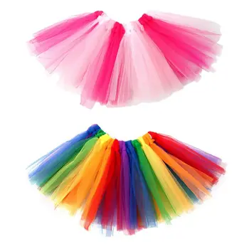 

Kids Girls Tulle Ballet Dance Mini Tutu Skirt Net Yarn Knotted Fluffy Sweet Colorful Princess Pettiskirt Party Costume