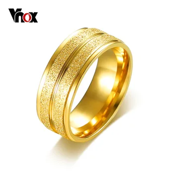 

Vnox Dull Polish Engagement Ring for Men Gold Color 8mm Width Wedding Bands Finger Ring Female Male Stainless Steel Jewelry