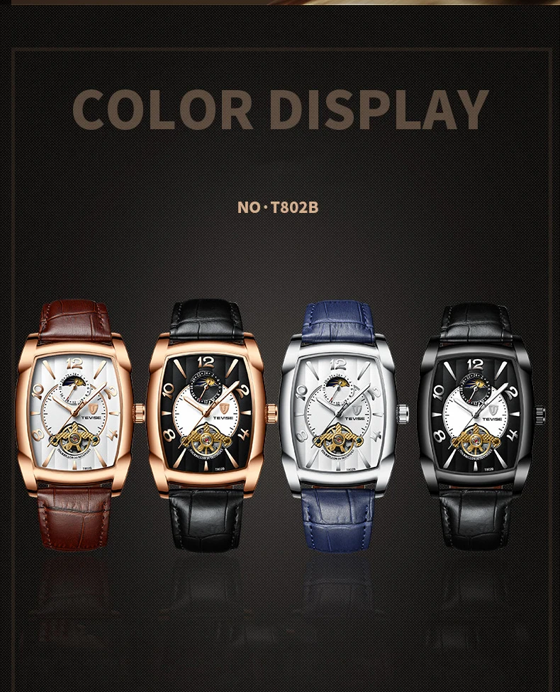 TEVISE автоматические Тонкие Механические часы с автоматической обмоткой Tourbillon часы для мужчин спортивные мужские наручные часы Relogio Masculino