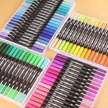 Marqueurs d'art à double pointe pour dessin, ensemble de stylos à brosse de 12/24/36/48/60 couleurs, stylo de calligraphie aquarelle Portable, fournitures d'art