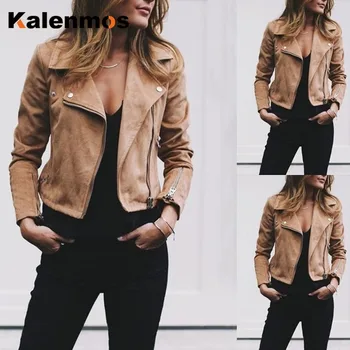 

Plus Size S-5xl Turn-Down Collar Coats and Jackets Women Zip-up Solid Short Jacket Autumn Winter Clothing Coats Slim Outwear