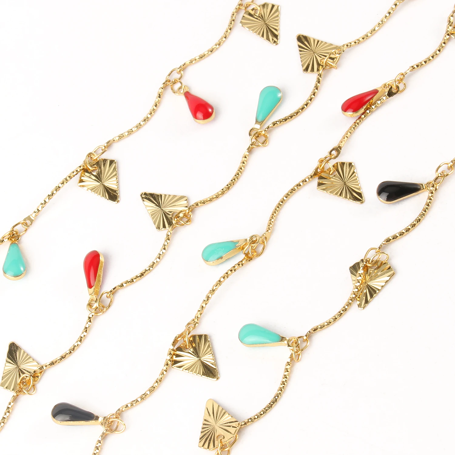 1M Stainless Steel Enamel Daisy Flower Chain Colorful Gold Chains for DIY Anklet Bracelet Necklaces Jewelry Making Supplies