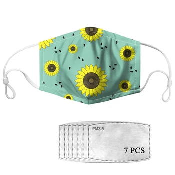

HYCOOL Flower Sunflower Pattern Washable Face Masks Unisex Nurse PM2.5 Dust proof Mouth Mask Filters for Women Kids Men Winter