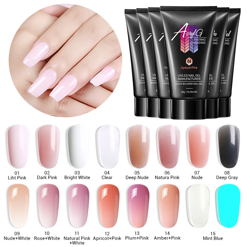 

Modelones 6Pcs/Lot Nail Extension Kits UV Nail Gel Set DIY Nail Art UV Builder Gel Extend Led Gel Base Top Coat Nail Brush