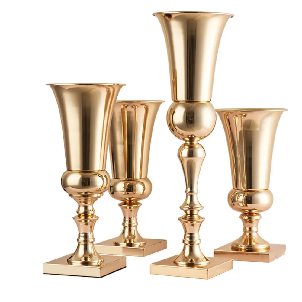 

1pcs Metal Flower Vase Gold Candle Holder Wedding Decorations Road Lead 40cm & 43cm Tall Flower Holders