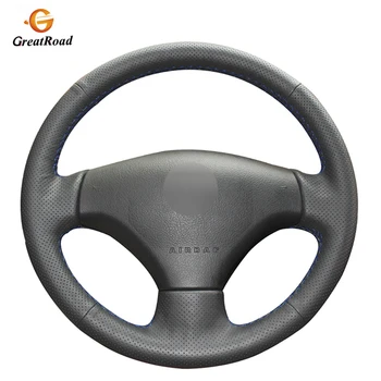 

Handsewing Black PU Artificial Leather Car Steering Wheel Covers Wrap for Peugeot 206 2007-2009 Peugeot 207 Citroen C2