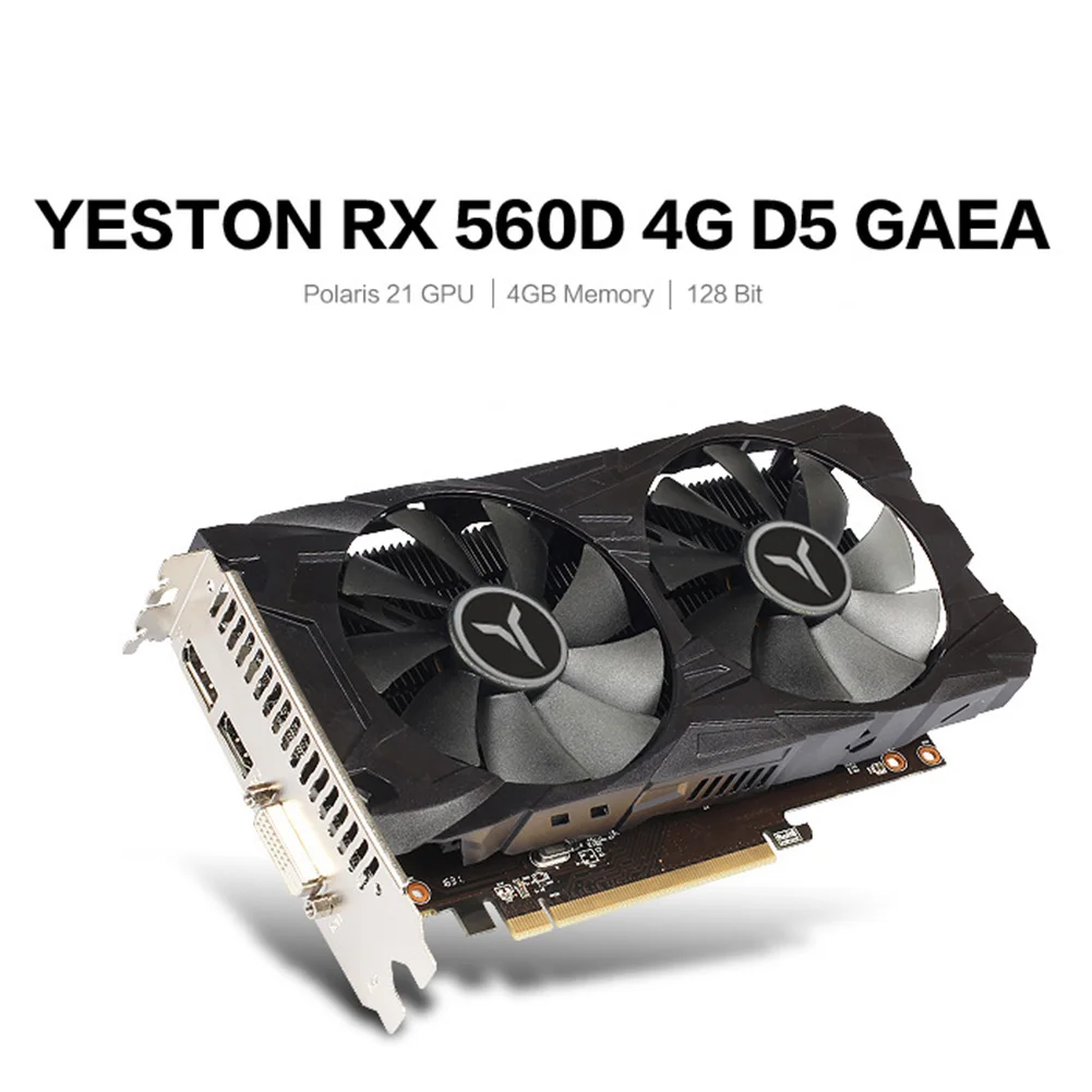 Видеокарта Yeston RX560D 4G D5 с двойным вентилятором графическая карта 1200 МГц 6000 бит GDDR5