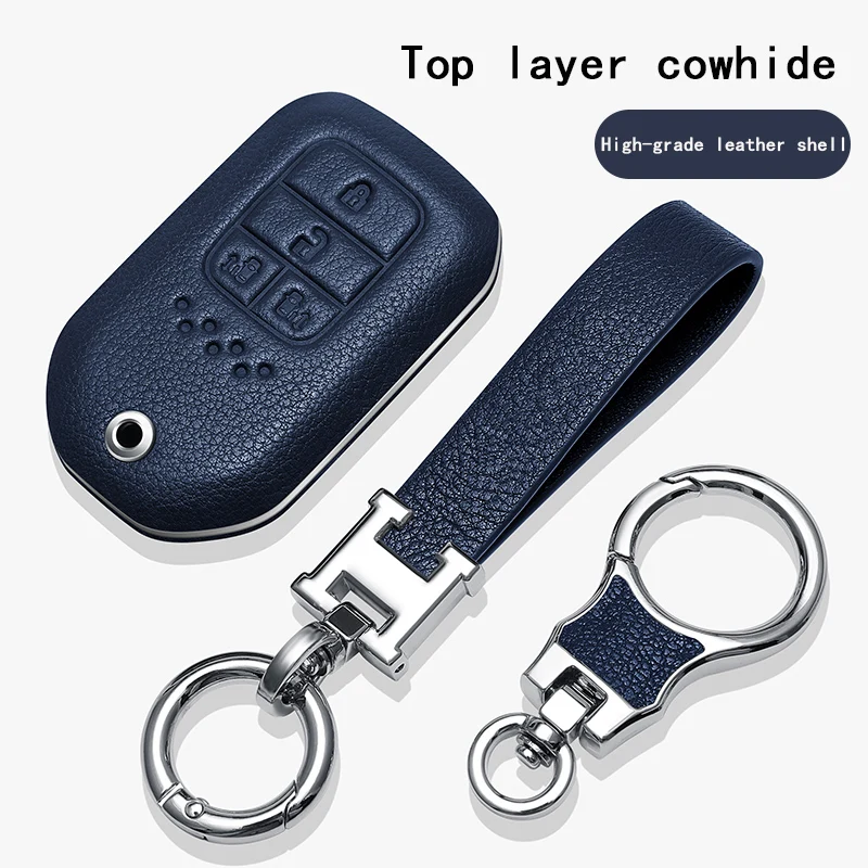 

Leather Car Remote Key Case Cover For Honda Civic 2017 2018 Accord Pilot City C-RV Odyssey XRV Vezel CRIDER Spirior