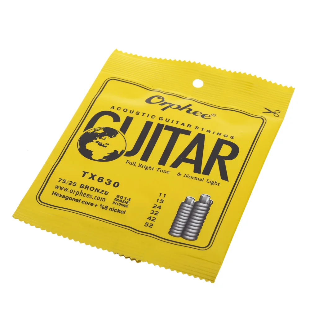 Акустические гитарные струны Orphee TX630 (.011 .052) 75/25 фосфорная бронзовая гитара