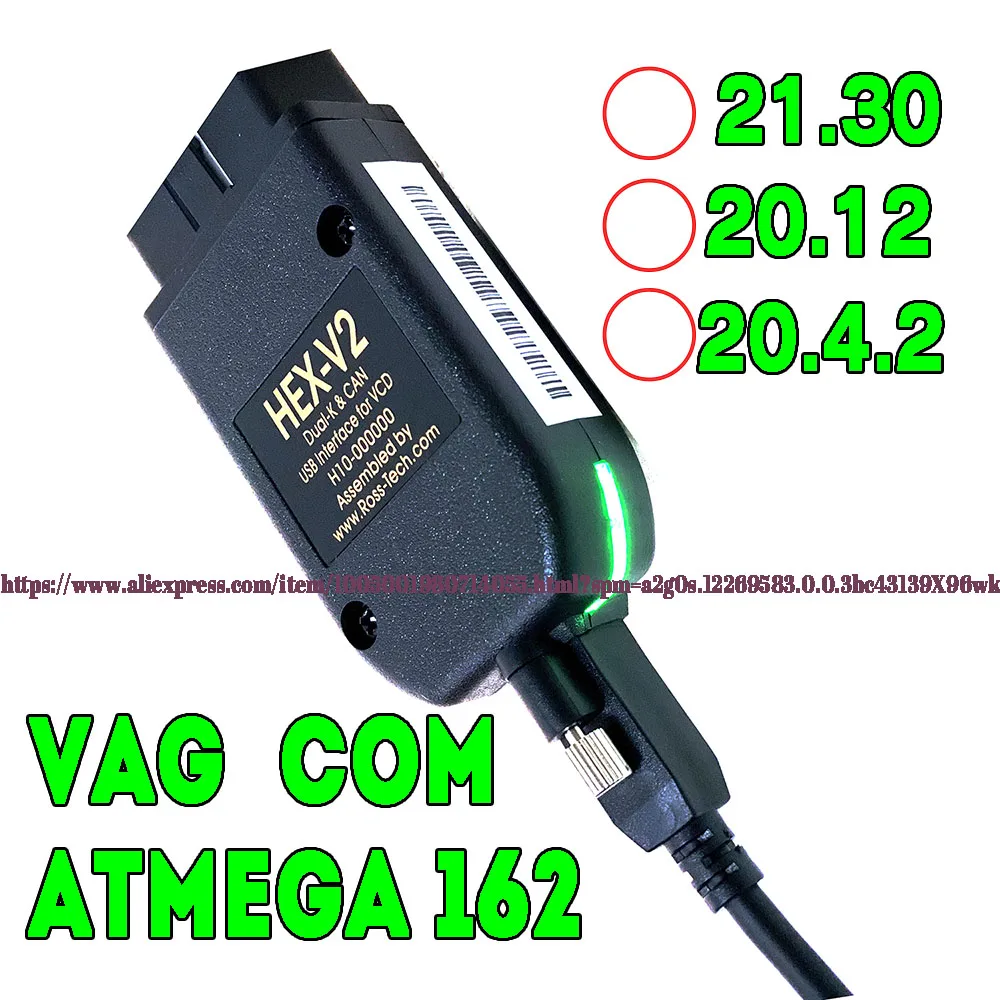 2021 Popolar HEX V2 Obd2 сканер VAGCOM 21 3 VAG COM 20 12 для VW AUDI Skoda Seat ATMEGA162 + 16V8 FT232RQ | Автомобили и