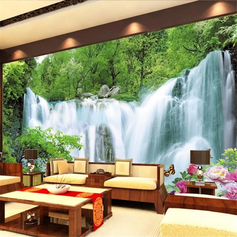 

wellyu Papel de parede Customized large wall painter water flowing waterfall waterfall 3D TV background wallpaper