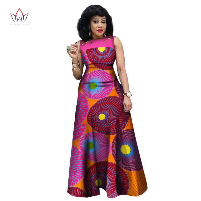 Ceny W nowym stylu letnie sukienki afrykańskie dla kobiet 2017 afrykańska odzież z nadrukiem bez rękawów seksowna sukienka Maxi Plus rozmiar BRW WY1341