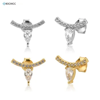 

Kikichicc 925 Sterling Silver Ovals Line Stud Earring Piercing 2020 Rock Punk Fashion Jewelry Crystal Fine Jewels Women