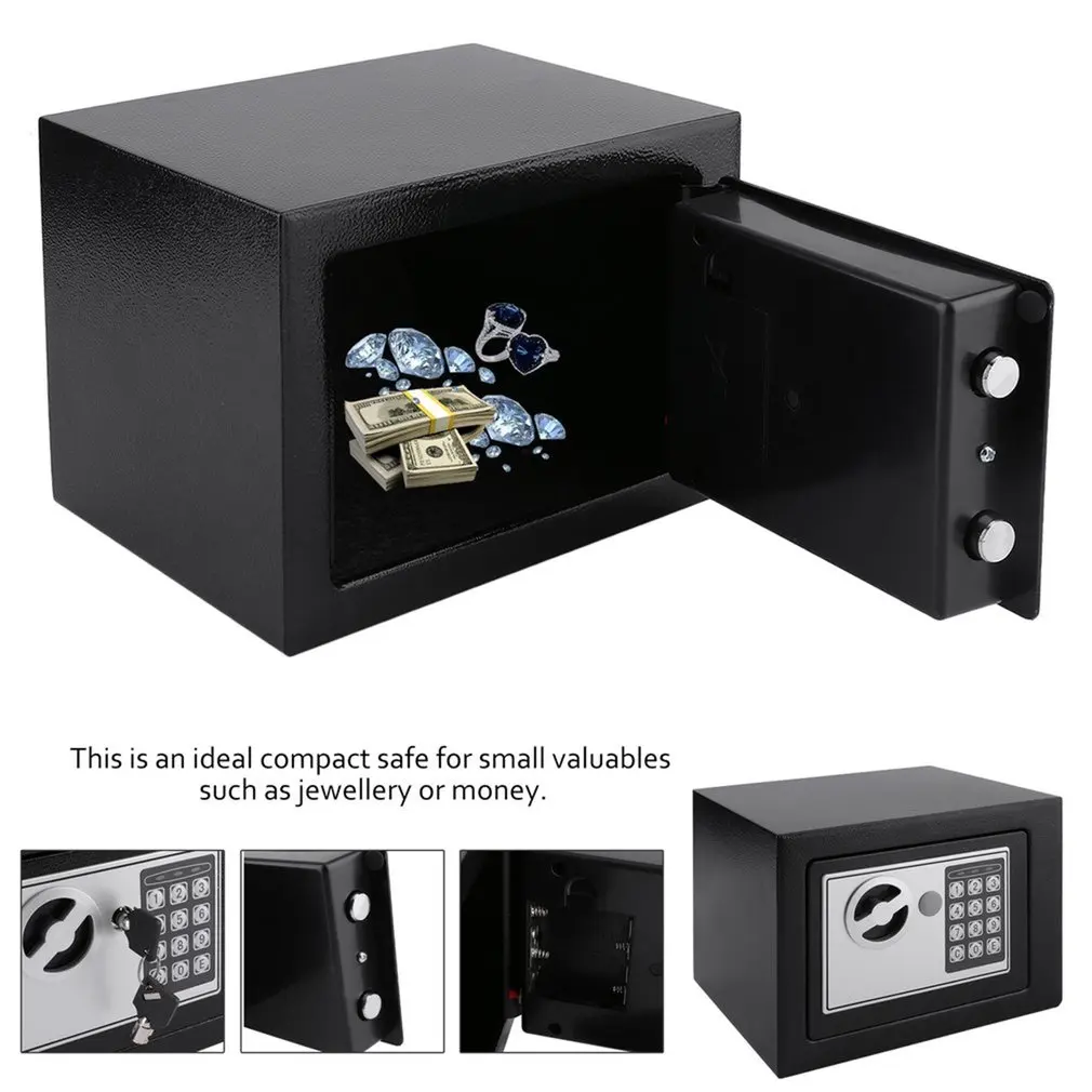 Solid Steel Electronic Safe Box With Digital Keypad Lock 4.6L Mini Lockable Jewelry Storage Case Safe Money Cash Storage Box