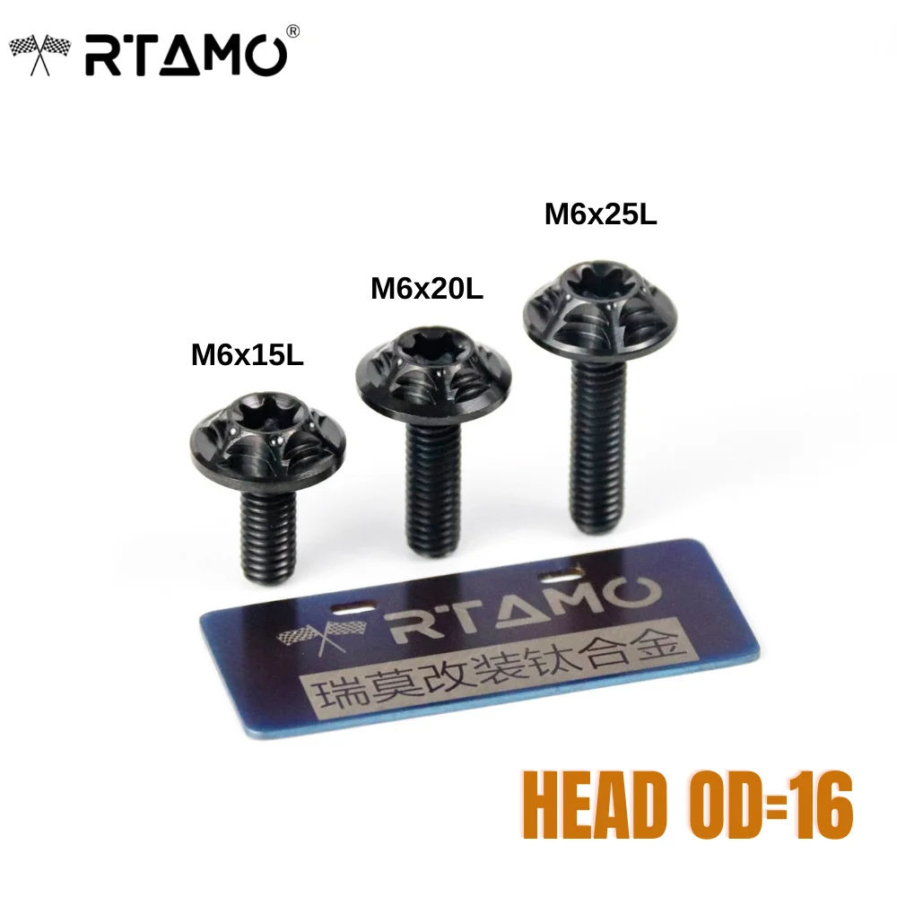 Big Head Titanium Screws T40 Disc Brake Rotor M6X15/20/25mm(OD = 16) Ti Bolts for Bike Motorcycle and Car Parts car screws motorcycle screws auto fasteners motorcycle fasteners 1PC