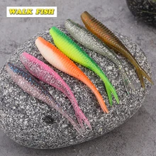 Marche poisson 6 pièces 70mm/1.8g Double queue appât souple ver appâts artificiels leurre de pêche 064(China)