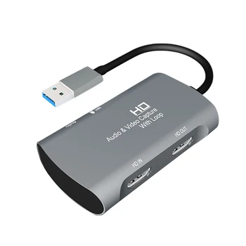 

1080P 60fps Compact Audio Video Card Conference Room Mic HDMI USB2.0 Game Streaming Aluminum Alloy 4K Drive Free