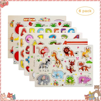 

Baby Toddler Jigsaw Puzzle Alphabet Wooden Learning Toys Tangram Jigsaw Board Grab Board Fruit Letters Animal Christmas Gift