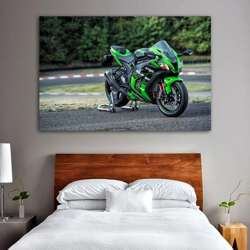 Superbike Kawasaki Ninja ZX 10R Wallpaper Canvas Print Posters