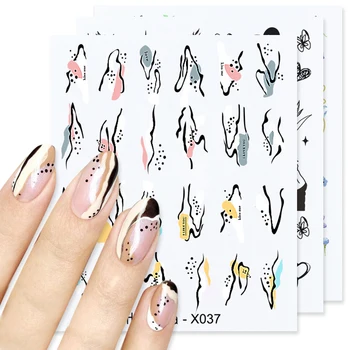

1 Sheet Harunouta Gold Leaves Flower Water Nail Stickers Geometry Water Decals Dress Slider Nail Foil Wraps DIY Nail
