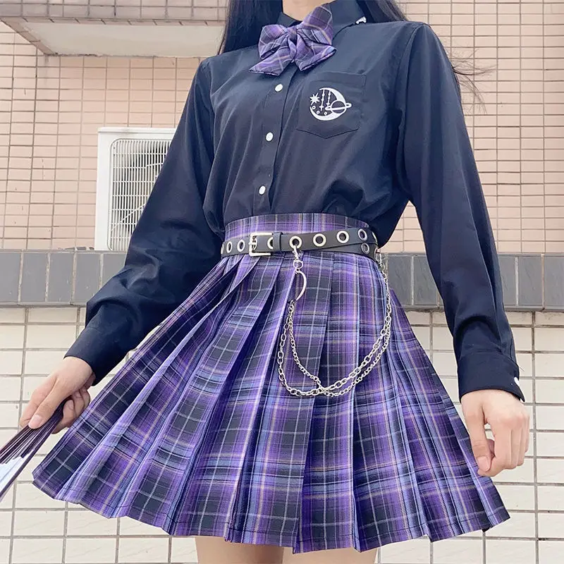 

Summer Woman Mini Skirts Harajuku Korean Style Fashion Cute Kawaii Skirts For Girls High Waist Plaid Pleated Skirt Women