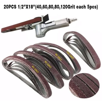 

20 Pcs 13x457mm 40-120 Grit Sander Sanding Bands Belt Paper Abrasive Tools Set