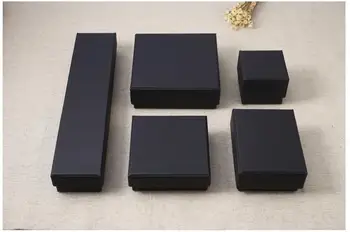 

Qi Black Paper Cardboard Logo High-quality Jewelry Packaging Box Carton Boxes Jewelry Box For Necklace Bracelets 20pcs/lot
