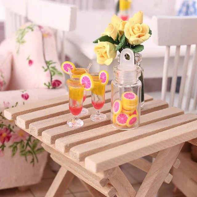 6Pcs 1:12 Dollhouse Miniature Drink Juice Cups Dolls Kitchen Food Accessories Simulation Kitchen Toys 2