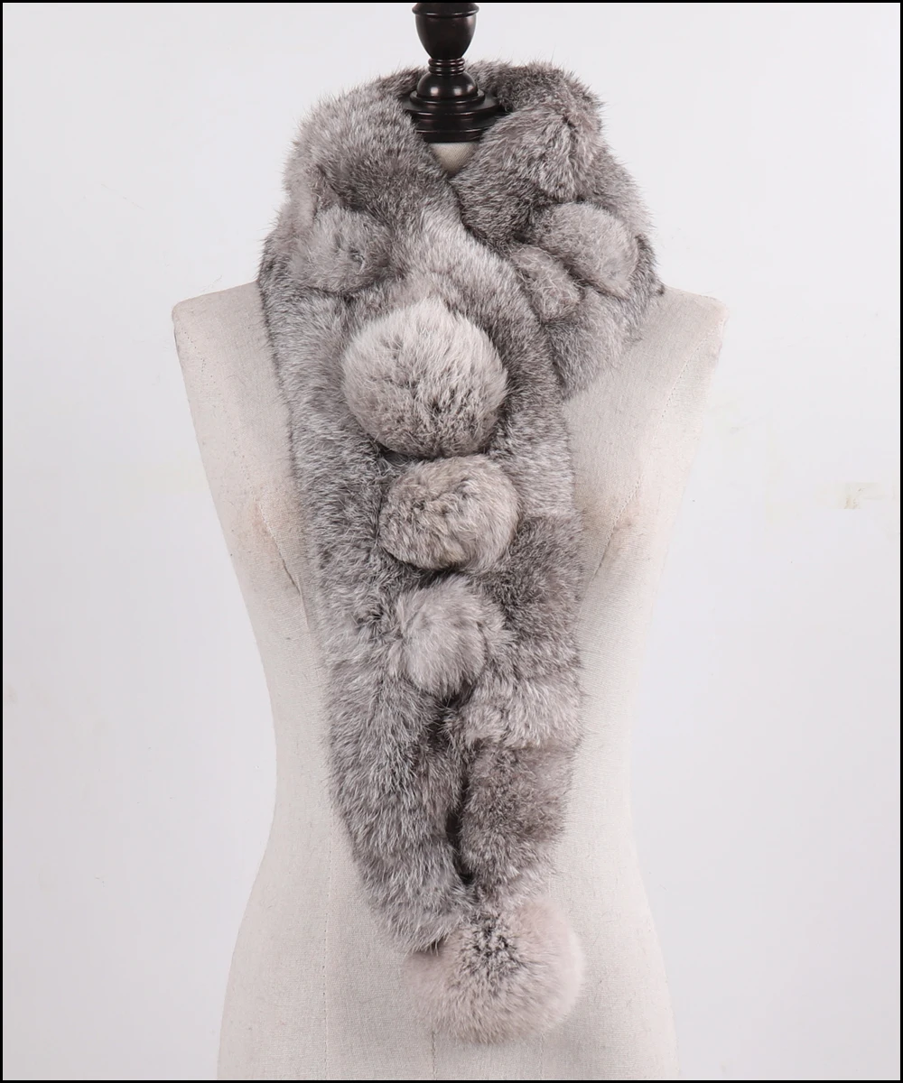 Бренд леди натуральный кроличий мех шарф женский зимний толстый теплый натуральный шерстяной шарф Россия женские уличные меховые шарфы