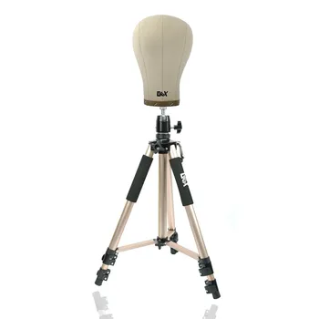 

Gold Tripod Training Doll Head Wig Manikin Canvas Block Head Stand Aluminium Alloy Round And Mannequin Head