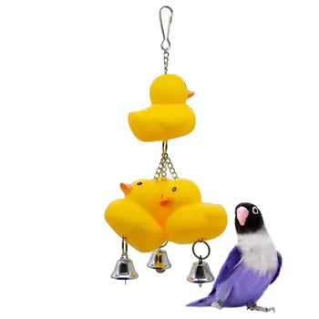 

Parrot toy bird toy yellow duckling bell string toy bird cage decoration accessories chew toy