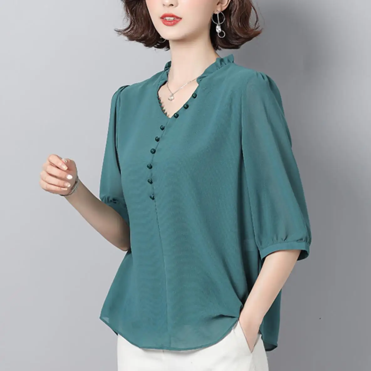 Tunics Women Tops tunic ruffle blouse 3xl Plus Size Lace Womens Clothing  Shirt short Sleeve Shirts loose blusas feminina|Blouses u0026 Shirts| -  AliExpress
