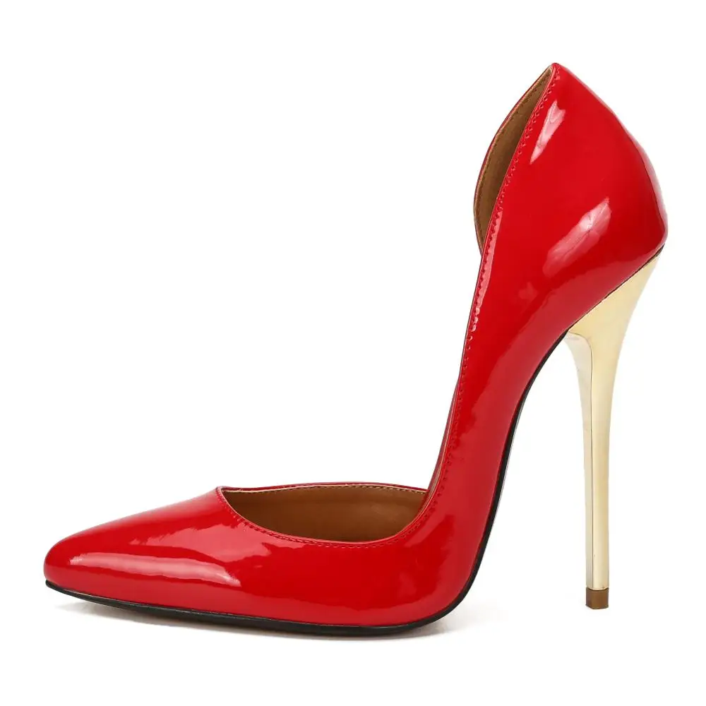 SDTRFT/ г. Большие размеры: 40-44, 45, 46, 47, 48, 49, красные, черные пикантные босоножки на тонком каблуке 14 см замшевые туфли-лодочки для ночного клуба, женская свадебная обувь - Цвет: Красный