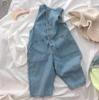 

2020 New Girls Boys Denim Overalls Summer Fashion Kids Jean Pants 1-6t QH6