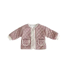 Ropa a rayas para bebés, prendas de vestir gruesas y cálidas, cárdigan de manga larga de algodón para bebés y niños de 0 a 3 años, nueva moda para Otoño e Invierno