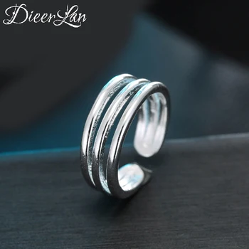 

Personality Exaggerated 925 Sterling Silver Lines Rings For Women Engagement Jewelry Girls Open Finger Rings