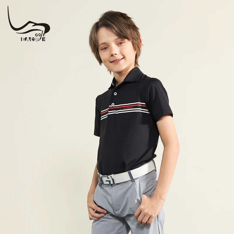 EAGEGOF Summer Boys Short Sleeve T-shirt Coolpass technical fabric Children golf Polos High-end Fashion Child sportswear