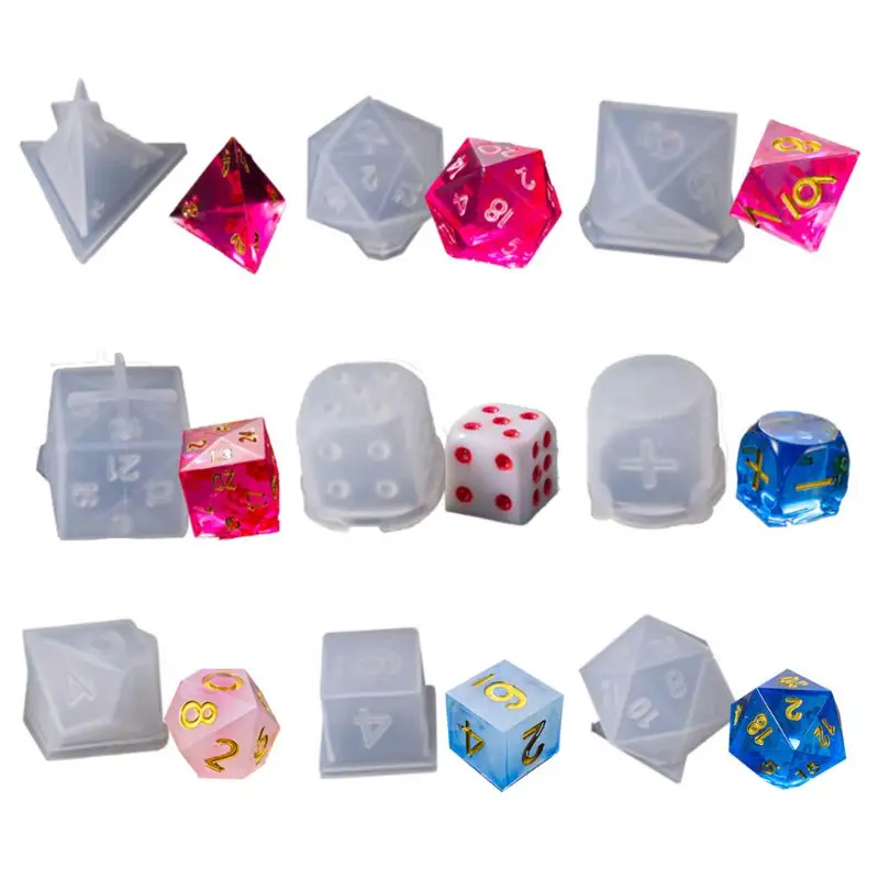 

DIY Crystal Epoxy Mold Triangle Dice Fillet Shape Multi-spec Digital Game High Mirror Dice Molds Silicone UV Resin Mould Making