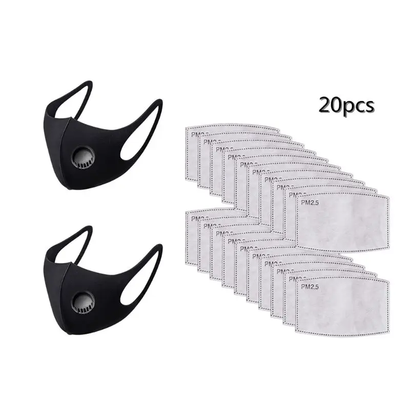 

2Pcs Unisex Cotton Mouth Mask with Filter Washable Reusable Breathable light and breathable protection Face Cove