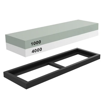 

Whetstone Sharpening Stone 1000/4000 Grit Knife Sharpener Stone Waterstone Rubber Stone Holder Included