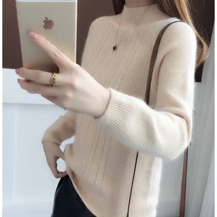 2021 Autumn Winter Thick Sweater Women Knitted Ribbed Pullover Long Sleeve Turtleneck Slim Jumper Soft Warm Pull Femme | Женская одежда