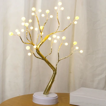 

1pc Led Tree Light Starry Sky Touch Switch Room Living Room Decoration Copper Wire Night Light Wedding Party Decorations
