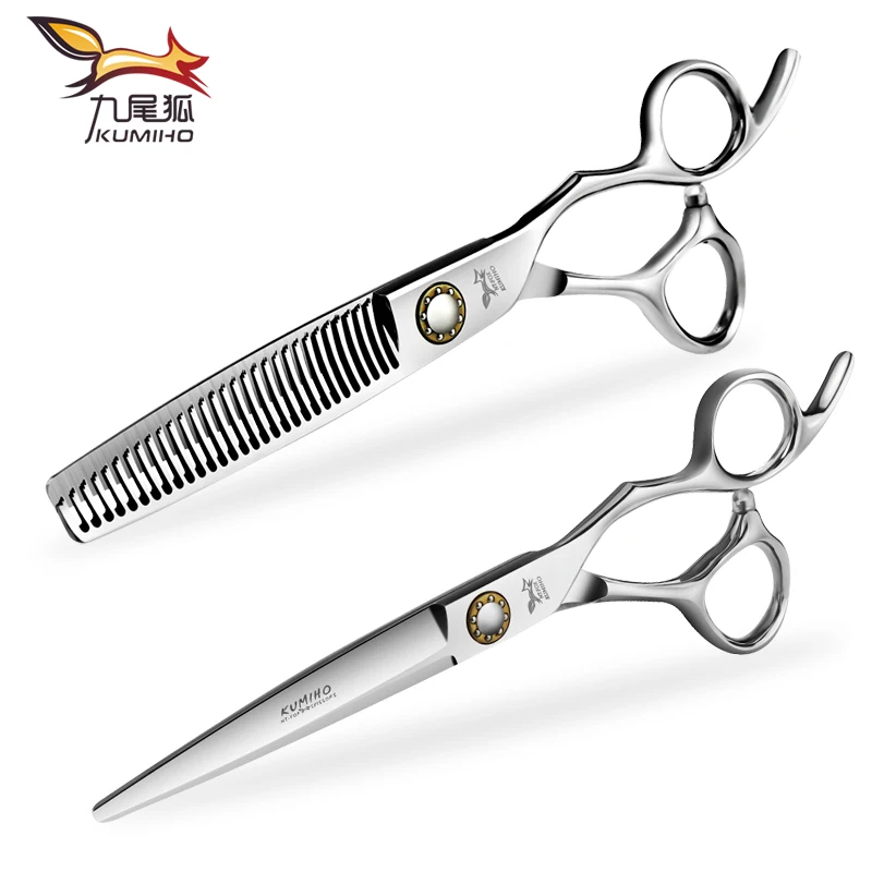 Billig KUMIHO Japanischen haar schere friseur schere mit großen lager schraube haar schneiden und ausdünnung schere heißer