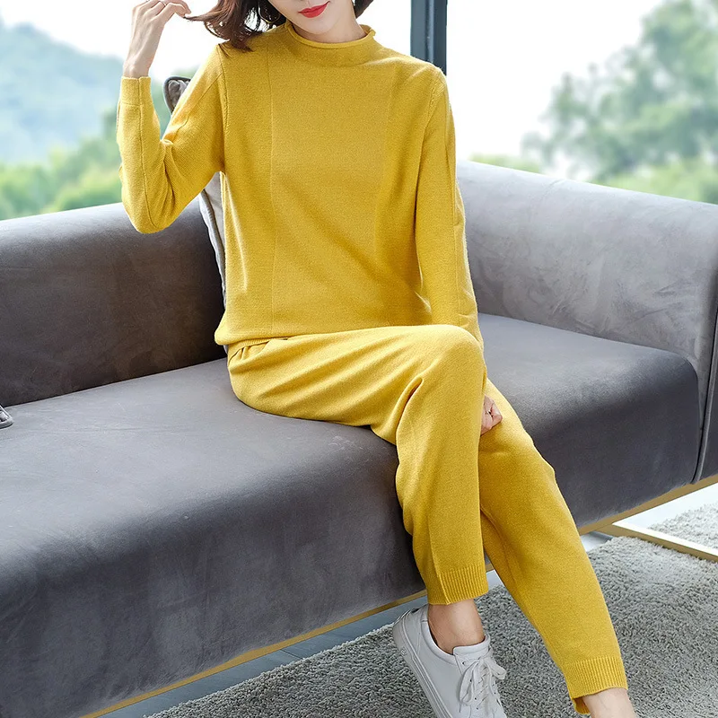 

Knitted Tracksuit Women Set 2 Two Piece Long Sleeve Sweater Top Pants 2020 Spring Autumn Casual Track Suits Female Ladies Outfit