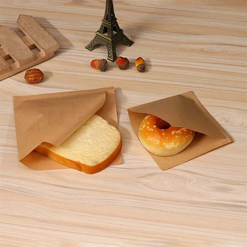100Pcs Brown Kraft Paper Oil-Proof Food Bags for Takeaway, Sandwiches, Donuts, Fried Ch... - SKU OPFB1654 - UGI Packaging
